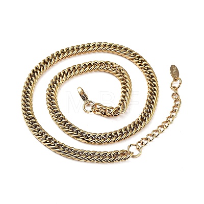 Ion Plating(IP) 304 Stainless Steel Cuban Link Chain Necklace NJEW-D045-04G-1
