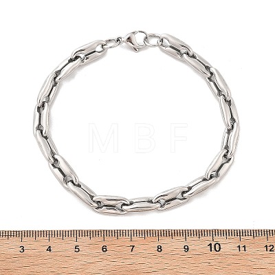 304 Stainless Steel Coffee Bean Chain Bracelets for Women Men BJEW-F488-27P-1