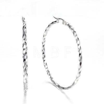 304 Stainless Steel Big Hoop Earrings STAS-F034-18A-1