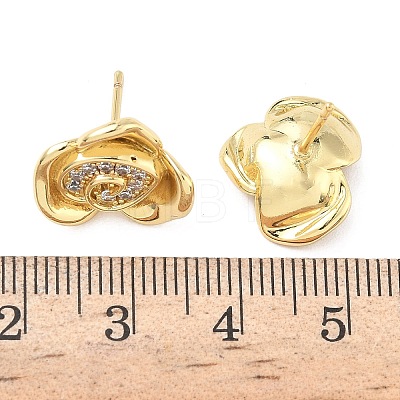 Rose Flower Brass Micro Pave Cubic Zirconia Stud Earrings EJEW-G452-08G-02-1