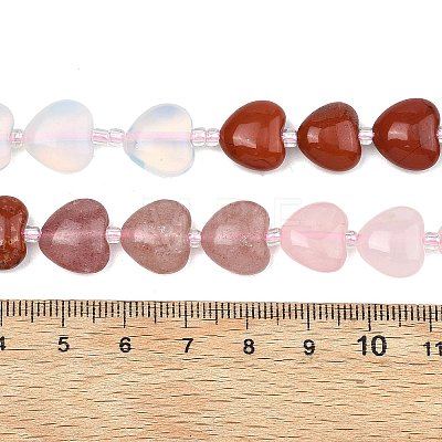 Gradient Color Opalite & Cherry Quartz Glass & Natural Strawberry Quartz & Rose Quartz & Red Jasper Beads Strands G-B185-A13-1