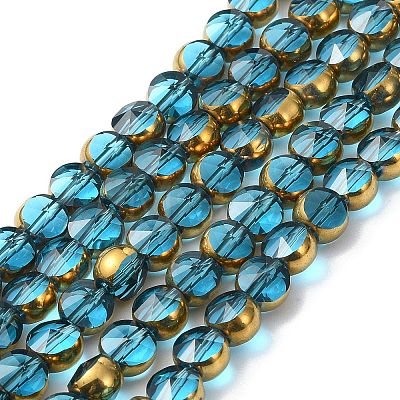 Half Plated Electroplate Transparent Glass Beads Strands EGLA-E060-02A-HP-1