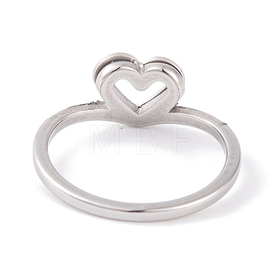 304 Stainless Steel Heart Finger Ring for Women RJEW-C086-06-P-1