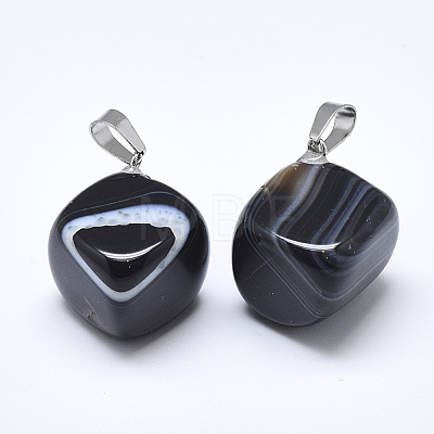 Natural Banded Agate/Striped Agate Pendants G-T122-19J-1