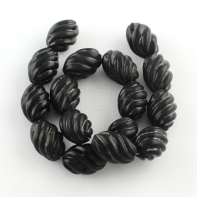 Natural Carved Obsidian Stone Bead Strands G-R270-64-1