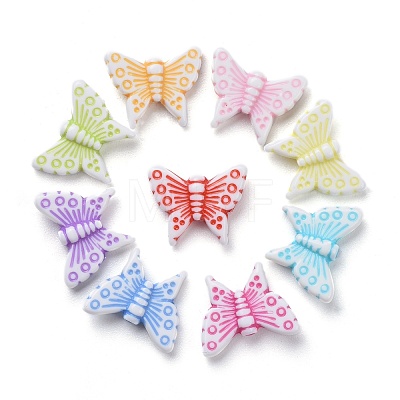 Mixed Color Craft Style Acrylic Butterfly Beads X-MACR-R491-M8-1