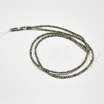 Natural Pyrite Round Beads Strands G-F197-09-4mm-1
