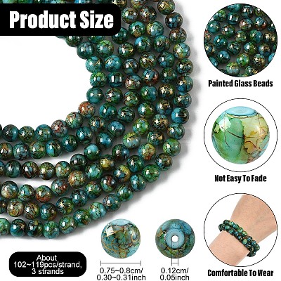 3Strands Baking Paint Glass Beads Strands DGLA-YW0001-55A-1