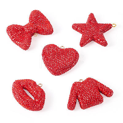 5Pcs 5 Styles Handmade Polymer Clay Pendants RB-BT0001-05E-1