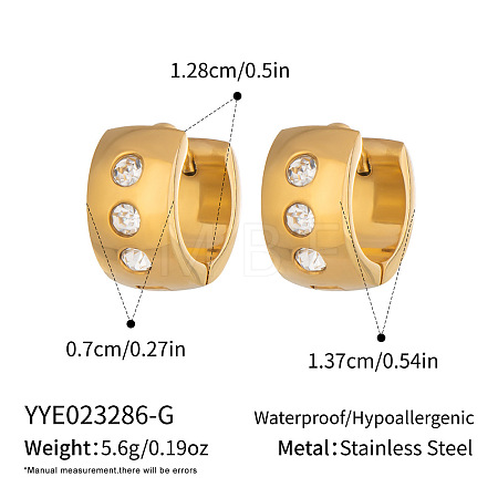 304 Stainless Steel Rhinestone Hoop Earrings for Women BG8206-1-1