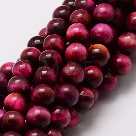 Natural Tiger Eye(Dyed & Heated) Round Beads Strands G-E329-12mm-40D-1