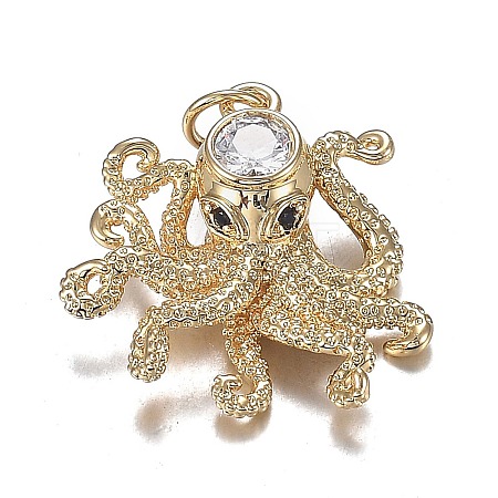 Brass Micro Clear & Black Cubic Zirconia Pendants X-ZIRC-F120-067G-1