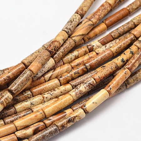 Natural Picture Jasper Column Beads Strands G-F247-04-1
