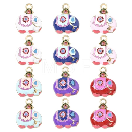 12Pcs 6 Colors Alloy Rhinestone Pendants FIND-YW0011-79-1