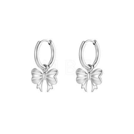 304 Stainless Steel Bowknot Dangle Earrings UM1027-2-1