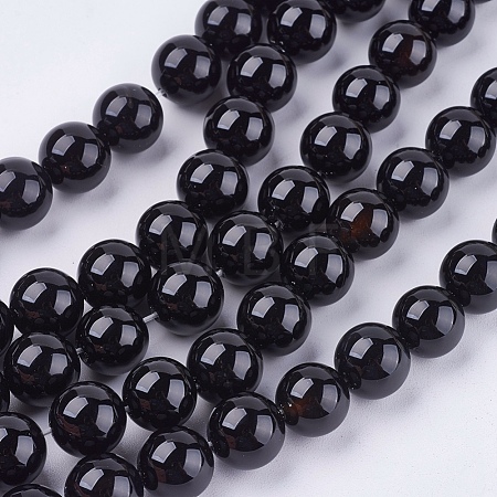 Natural Black Onyx Beads Strands X-G-H1567-10MM-1