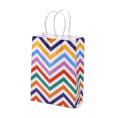 Wave Shaped Print Paper Packing Tote Bags CARB-R001-01C-1