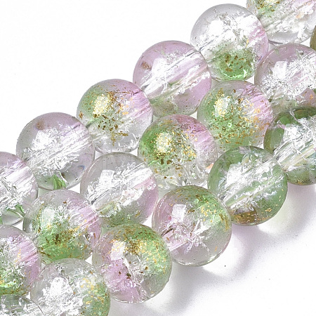 Transparent Spray Painted Crackle Glass Bead Strands GLAA-N035-03C-A01-1