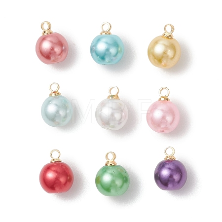 Baking Paint Pearlized Glass Pearl Round Charms PALLOY-JF04787-1
