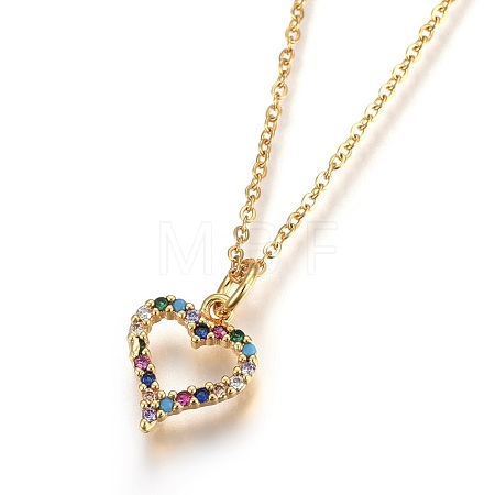 Brass Micro Pave Cubic Zirconia Pendant Necklaces NJEW-O108-05G-1