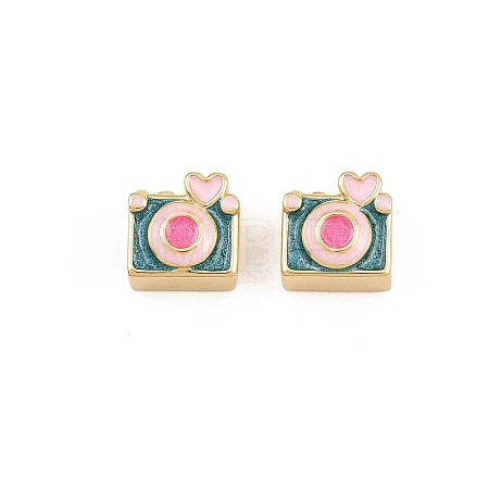 Brass Enamel Beads KK-B157-07G-1