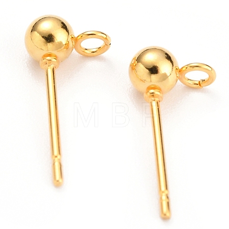 304 Stainless Steel Ball Stud Earring Findings X-STAS-G099-09G-1