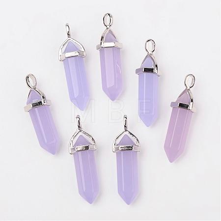 Bullet Imitation Jade Glass Pointed Pendants G-F295-01B-1