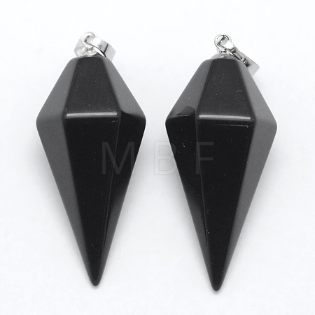 Natural Obsidian Pointed Pendants X-KK-E757-F-16P-1
