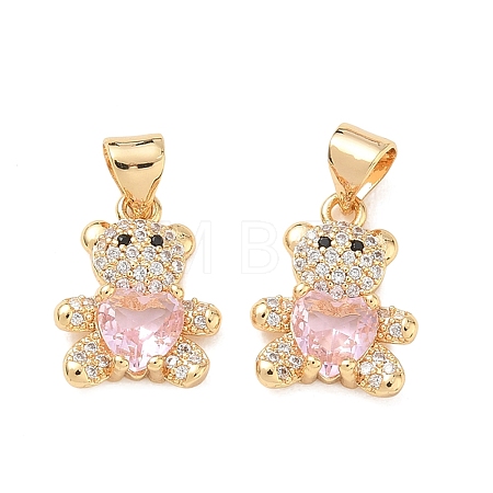 Brass Micro Pave Cubic Zirconia Charms KK-K351-69G-06-1