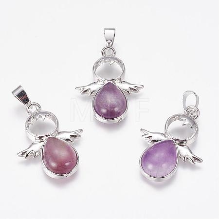 Natural Amethyst Pendants G-G651-A11-1