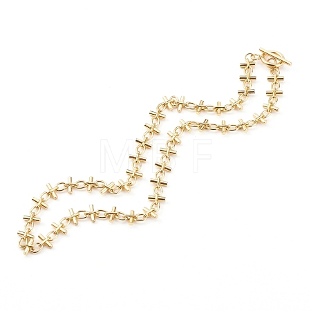 Brass Bar Link Chain Necklaces NJEW-JN03355-1
