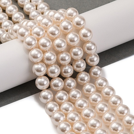 Baking Paint Pearlized Glass Pearl Round Bead Strands PEAR-H019-02C-02-1