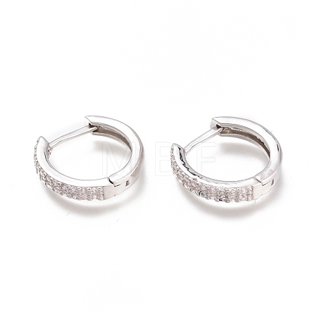 Brass Micro Pave Clear Cubic Zirconia Huggie Hoop Earrings ZIRC-H102-12P-1