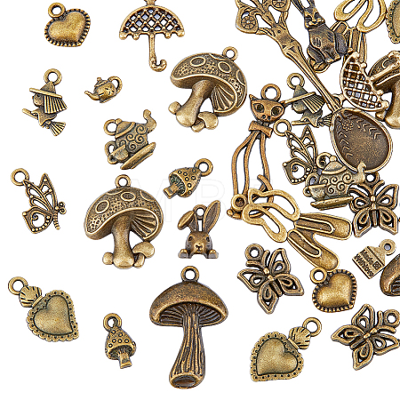 68Pcs 17 Styles Tibetan Style Alloy Charms FIND-HY0001-91-1