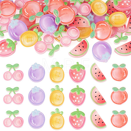 36Pcs 6 Styles Fruit Theme Transparent Resin Cabochons RESI-TADJ0001-27-1