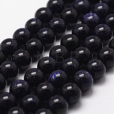 Synthetic Blue Goldstone Beads Strands G-D840-81-4mm-1