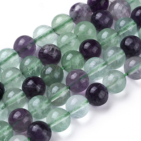 Natural Green Fluorite Beads Strands G-F433-8mm-1