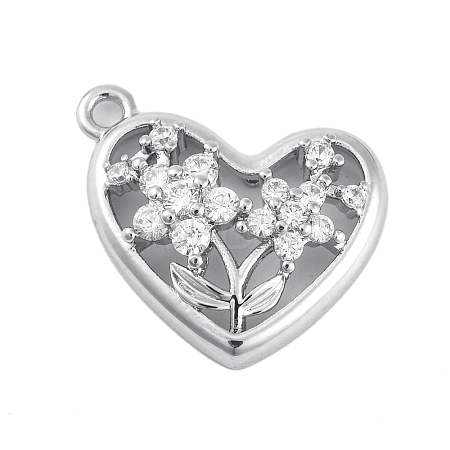 Brass Micro Pave Clear Cubic Zirconia Pendants KK-Z066-07P-1