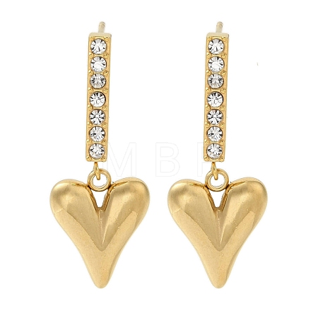 Ion Plating(IP) 304 Stainless Steel Inlay Rhinestone Stud Earrings for Women EJEW-M024-06C-G-1