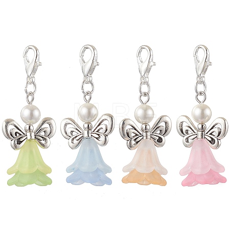 Angel Acrylic & Shell Pearl Pendant Decoration HJEW-TA00275-1