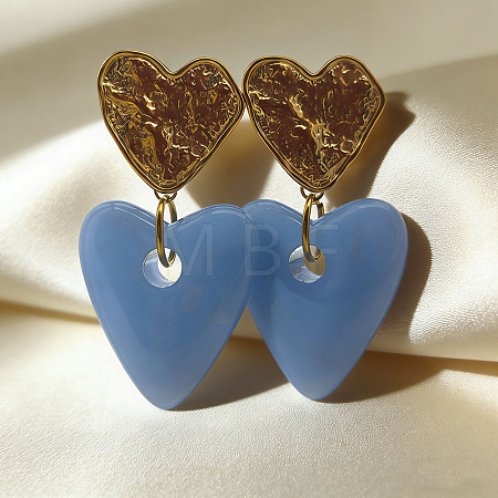 304 Stainless Steel & Acrylic Dangle Stud Earrings for Women WG34565-02-1