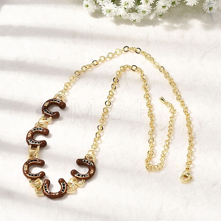 Brass Enamel Pendant Necklaces NJEW-B157-07G-03-1