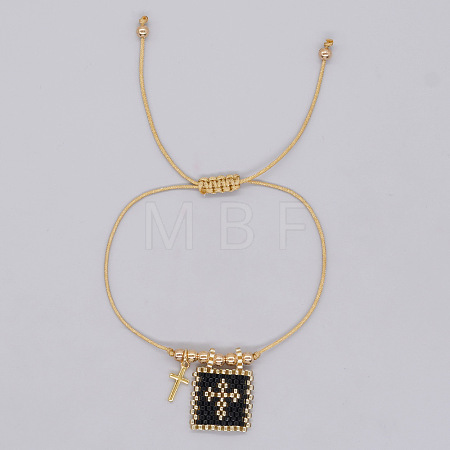 Bohemian Style Glass Seed Bead & 304 Stainless Steel Charm Bracelets BY1855-5-1