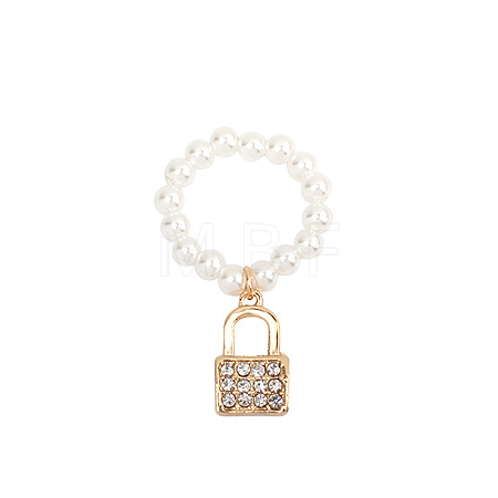Plastic Imitation Pearl & Alloy & Crystal Rhinestone Finger Rings FS-WG241E1-18-1