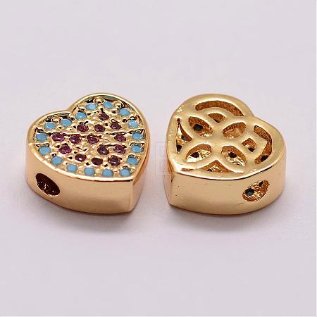 Brass Micro Pave Cubic Zirconia Beads ZIRC-K057-01G-NR-1