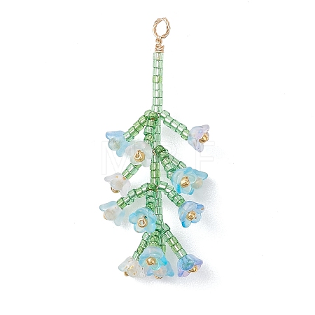 Glass Seed Beaded Flower Big Pendants PALLOY-MZ01184-01-1