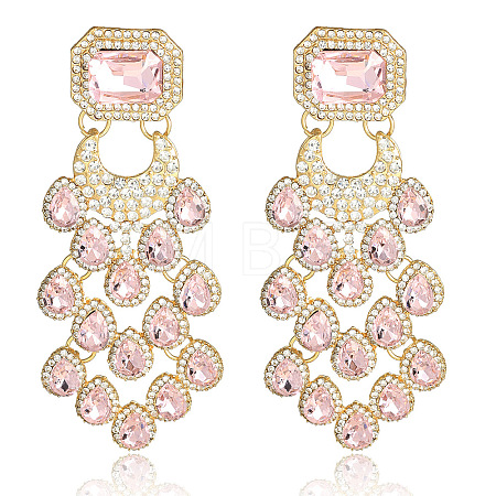 Teardrop with Rectangle Alloy Rhinestone Chandelier Earrings FS-WGBF96F-05-1