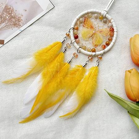Woven Net/Web with Feather Pendant Decorations PW-WG06BF2-01-1