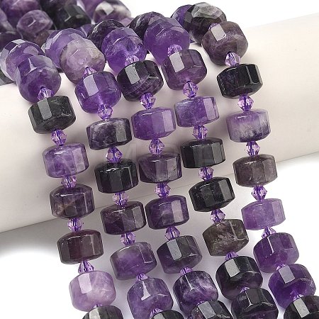 Natural Amethyst Beads Strands G-G453-G05-7x12mm-1