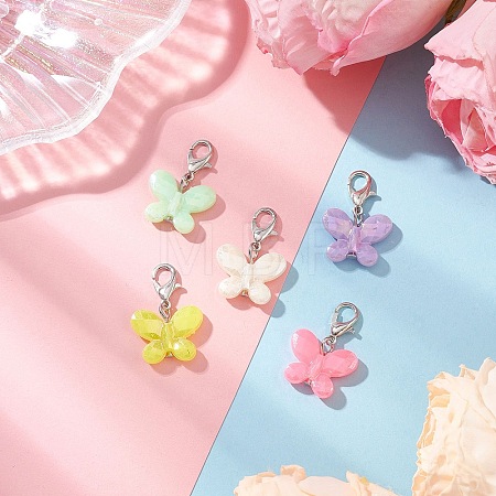 Opaque Acrylic Imitation Pearl Butterfly Pendant Decorations HJEW-JM03920-02-1